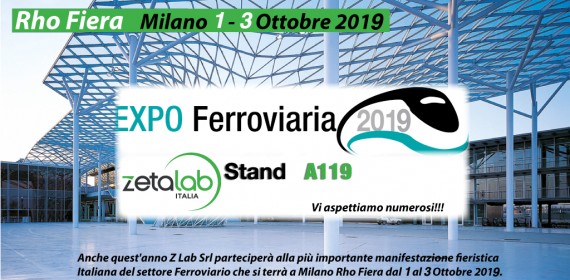Z Lab parteciperà ad EXPO FERROVIARIA 2019! Fiera Milano Rho 1-3 Ottobre Stand A119